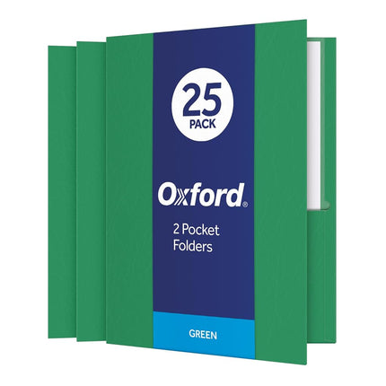 Oxford Twin Pocket Folders, Letter Size, Green, 25