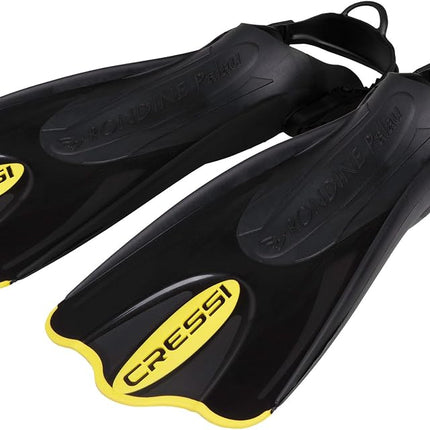 Cressi Palau Saf - Adjustable Short Flipper Fins for Snorkelling and Swimming, Adult Unisex,Black/Yellow,M/L