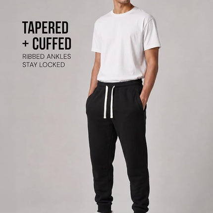 Southpole Men's 1570 Basic Active Fleece Jogger Sweatpants, Black, 4XL/Big
