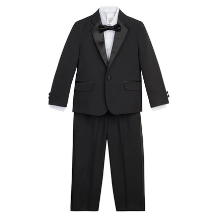 Ensemble smoking 4 pièces pour garçons Nautica avec chemise habillée, nœud papillon, veste et pantalon, smoking noir, 2T