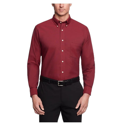 Van Heusen Men's Dress Shirt Regular Fit Oxford Solid Buttondown Collar, Cayenne, XXXXXL