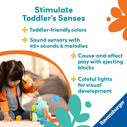 Ravensburger Play+ Colour & Shape Sorter – Chameleon | 3-in-1 Shape Sorting & Pull-Along Toy | Encourages Early Learning & First Steps | 6 Months and Up