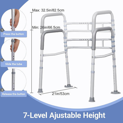 AZETIO Width & Height Adjustable Toilet Safety Rails - Bathroom Support