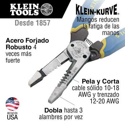 Wire Cutter And Wire Stripper, Cuts Solid Wire and Stranded Wire, with Screw Shearing KLEIN TOOLS K12055