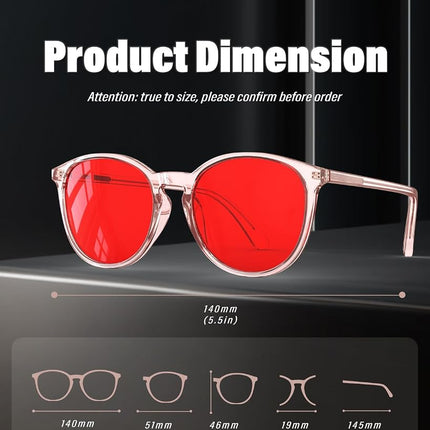 Bloomoak 100% Red Lens Blue Green Light Blocking Glasses- Dual AR Coatings Sleep Glasses Before Bed - Anti Glare, Fatigue
