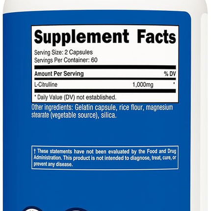 Nutricost L-Citrulline 500mg, 120 Capsules - Gluten Free, Non-GMO