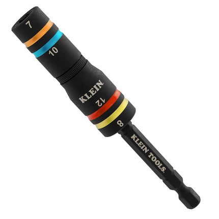 Klein Tools 651MQS Impact-Rated Quad Socket Set, 4-in-1 Flip Socket Driver, Color-Coded, Heavy-Duty Multi Tool, 1/4-Inch Drive, Metric 7mm, 8mm, 10mm, 12mm, 3-1/2-Inch Extension Shaft