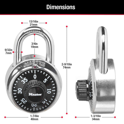 Master Lock 1500T Locker Lock Combination Padlock, Black, 2 Pack