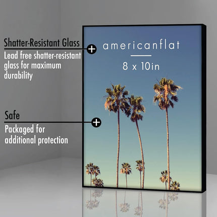 Americanflat Front Loading 8x10 Picture Frames in Black - Set of 6 Thin Frameless Plastic Frames with Shatter-Resistant Glass and Pop-In Easel Stand For Horizontal and Vertical Display.