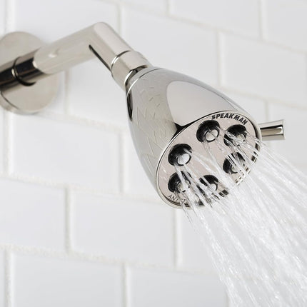 Speakman S-2252-PN Signature Icon Anystream Adjustable High Pressure Shower Head-2.5 GPM Solid Brass Replacement Bathroom Showerhead, Polished Nickel