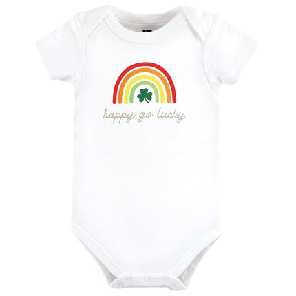Hudson Baby Baby Cotton Bodysuits, St Patricks Rainbow, 6-9 Months
