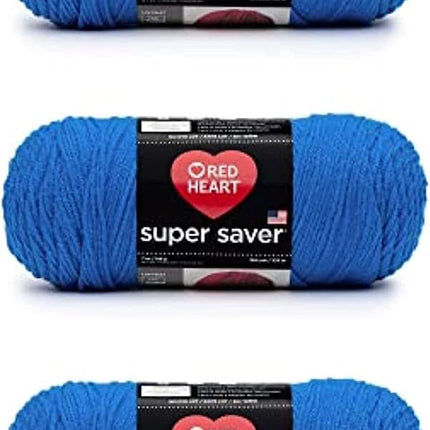 Red Heart Super Saver Pack of 3 - Delft Blue - 7oz/198g - Acrylic - 4 Medium (Worsted) - 364 Yards - Knitting, Crocheting, Crafts & Amigurumi