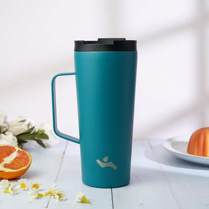 Konokyo Insulated Tumbler with Handle and Straw, 26 OZ Travel Coffee Mug Stainless Steel Cup Metal Water Bottle,Blue