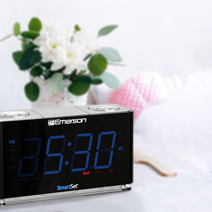 Emerson Radio CKS1507 Smartset Alarm Clock Bluetooth USB