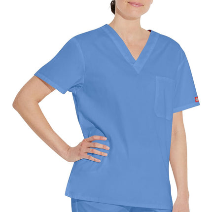 Hauts de gommage Dickies EDS Signature pour hommes, col en V multi-poches en popeline brossée douce 81906, bleu ciel, 3XL