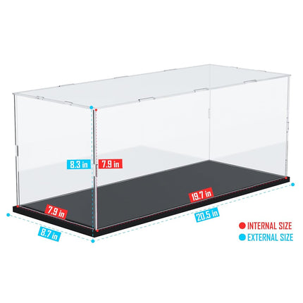 Choowin Acrylic Display Case for 1/10 Scale Diecast Car Model Car Thickened Clear Acrylic Display Box for Lego 42111 42127 42154 Countertop Display Case for Collectibles Dustproof Showcase(Black Base)
