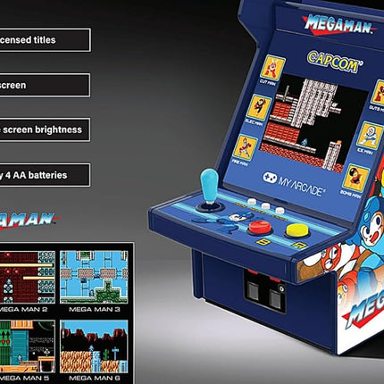 My Arcade Mega Man Mini Arcade Machine - Micro Player Pro Table Top Arcade Machine, Portable Handheld Game, Retro Gaming Console, Mini Retro Games Machines for Kids & Adults