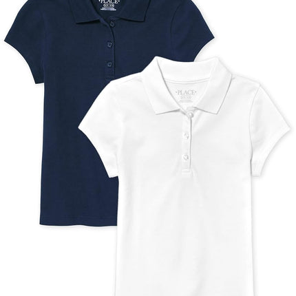 Polo piqué de uniforme de 2 unidades para niña The Children's Place, varios colores, XXL (16)
