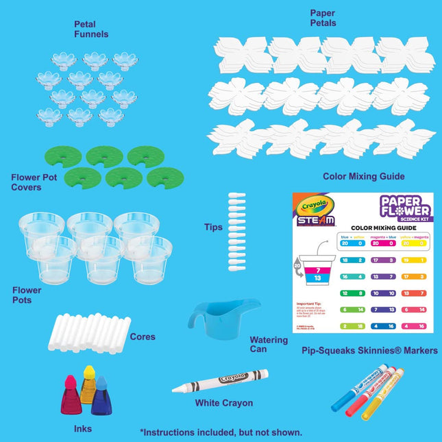 Crayola Kit de ciencia de flores de papel, flores que cambian de color, regalo para niños de 7, 8, 9, 10 años
