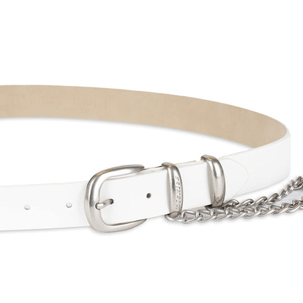 Cinturón informal de cuero Dickies para mujer, cadena blanca, pequeño