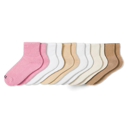 HUE Women's Mini Crew Socks (6-Pack), Beauty - 6 Pair Pack, One size