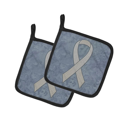 Caroline's Treasures Ruban transparent pour la sensibilisation au cancer du poumon, paire de maniques, 7,5H x 7,5W, multicolore