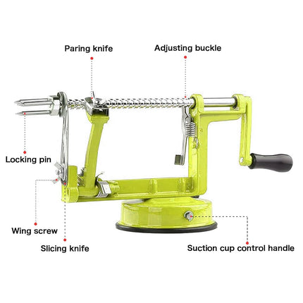 Apple Peeler Corer, Long Lasting Chrome Cast Magnesium Alloy Apple Peeler Slicer Corer with Stainless Steel Blades and Powerful Suction Base for Apples and Potato(SpringGreen)