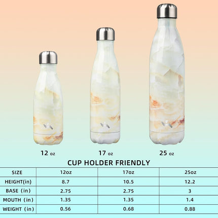 Konokyo 12 oz Insulated Stainless Steel Water Bottle, Marble Jade