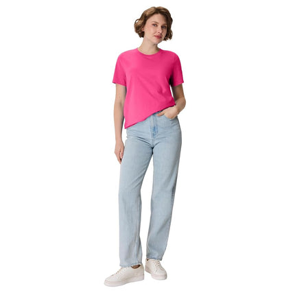 Hanes Women's Perfect-T Crewneck T-Shirt, Lightweight Cotton Short Sleeve Tee for Women, Amaranth, M