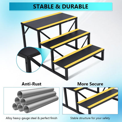 Escalones de 3 peldaños para RV con pasamanos, escalones de metal para jacuzzi con cintas antideslizantes, escalones portátiles para RV, escalones para casas móviles, remolques de viaje, cámper, jacuzzi, piscina en el suelo para interiores y exteriores