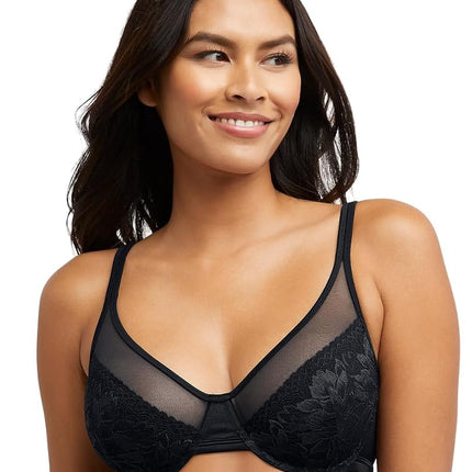 Bali Women's One Smooth U Lace Minimizer, Sujetador Convertible de Cobertura Total con Aros, Negro, 42DD