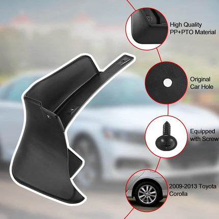 BDFHYK Mud Flaps Splash Guards 4PCS Front & Rear Side Mud Guards Compatible with Toyota Corolla 2009-2013 (Sedan Only) 10th gen