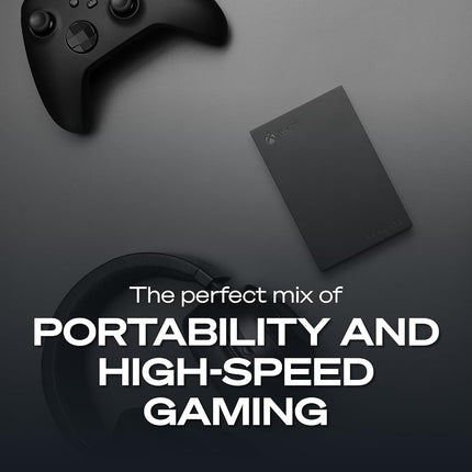 Seagate Game Drive for Xbox, 2TB, External Hard Drive Portable, USB 3.2 Gen 1, Black with built-in green LED bar, Xbox Certified, 3 year Rescue Services (STKX2000400)