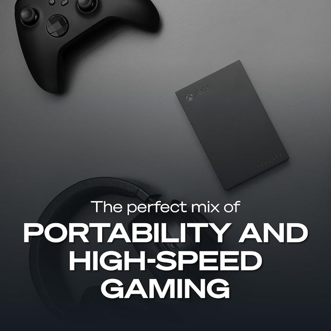 Seagate Game Drive for Xbox, 2TB, External Hard Drive Portable, USB 3.2 Gen 1, Black with built-in green LED bar, Xbox Certified, 3 year Rescue Services (STKX2000400)