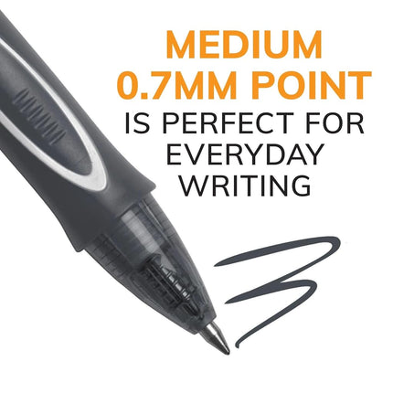 Bolígrafos de gel retráctiles BIC Gelocity Quick-Dry, punta mediana, 0.7 mm, cuerpo negro, tinta negra, paquete de 4 bolígrafos