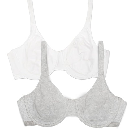 Sujetador Fruit of the Loom de Algodón Elástico de Comodidad Extrema para Mujer, Gris Jaspeado/Blanco 86ck, 34C