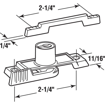 Prime-Line Products U 9933 Keyed Sash Lock, 2-1/4 in. Hole Centers, Zinc Diecast, White Finish