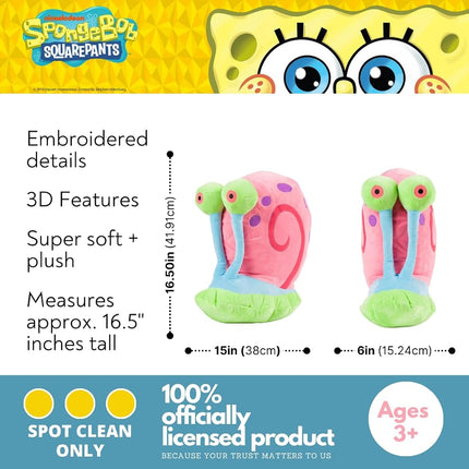Spongebob Squarepants Gary The Snail Plush Cuddle Pillow, Super Soft & Cozy, 20" Tall, (Officially Licensed Product) by Franco Collectibles