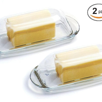 Anchor Hocking Presence Glass Butter Dish with Cover Set of 2