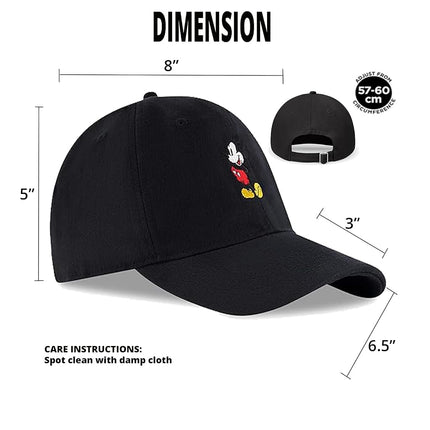 Disney Men's Mickey Mouse Baseball Cap, Snap-Back Dad Hat, Black, L-XL