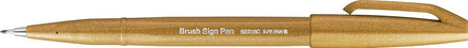 Pentel Brush Sign Pen Ochre - Pack of 10