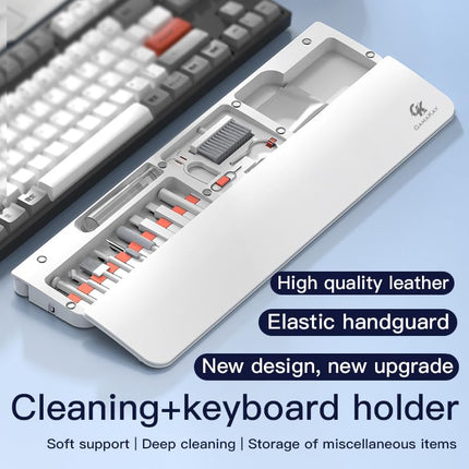 GK GAMAKAY 14.17'' Keyboard Wrist Rest Pad with Cleaning Tool Kit, ABS & Leather Hand Wrist Rest for 85% Mechanical Keyboard, Non-Slip Palm Pad for Comfortable Typing and Playing (White-85%)