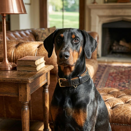 DowgClub Leather Dog Collar | Leather Collar for Small Dogs, .75 Inch Wide Black Dog Collar | Genuine, Full Grain, Heavy Duty, Comfortable, Inner Soft Padding (S (Neck Size 11.5"-14.5"), Black)