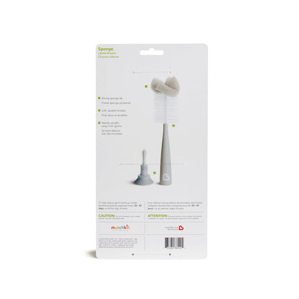 Munchkin Cepillo de Esponja para Biberones, Paquete de 2, Gris