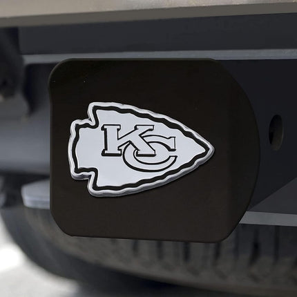 Kansas City Chiefs NFL Black Metal Hitch Cover with Chrome Team Logo by FANMATS - Unique Team Logo Molded Design – Easy Installation on Truck, SUV, Car - Ideal Gift for Die Hard Football Fan