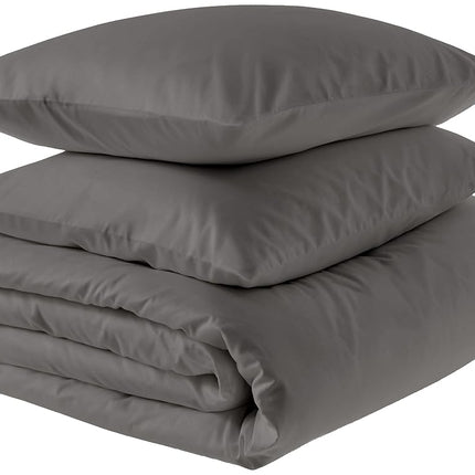 Amazon Aware 100% Organic Cotton 300 Thread Count Duvet Cover Set - Dark Gray, Full/Queen