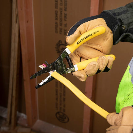 Klein Tools K1412 Wire Cutter/Wire Stripper, Dual NM Cable,Yellow/White, Strips 12 and 14 AWG Solid Wire
