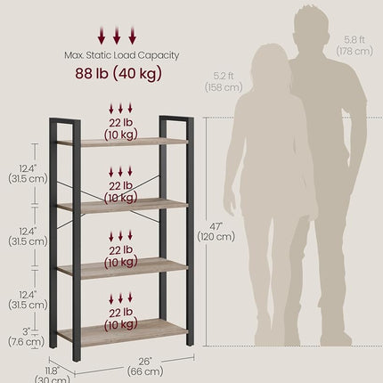 VASAGLE 6-Tier Tall Bookshelf, Large Bookcase with Steel Frame, Deep Book Shelf for Living Room, Home Office, Study, 11.8 x 26 x 73.2 Inches, Industrial Style, Rustic Brown and Black LLS062B01V1