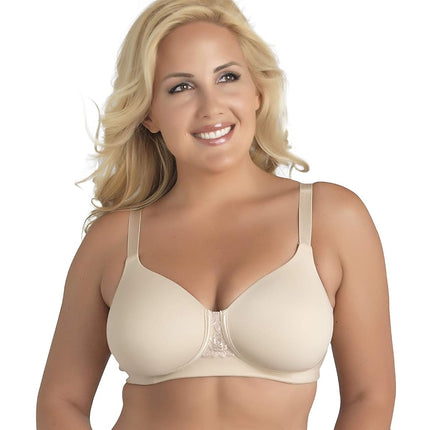 Vanity Fair Women's Full Figure Beauty Back Smoothing Bra, 4 Way Stretch Fabric, Lightly Lined Cups Up to H, Opaque, Wirefree-Beige, 38DD