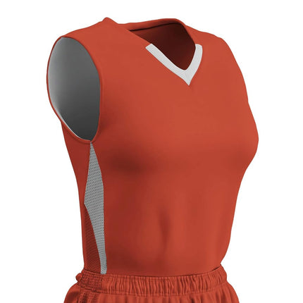Camiseta de baloncesto reversible de poliéster CHAMPRO Post Up, para niña, talla M, naranja, blanco